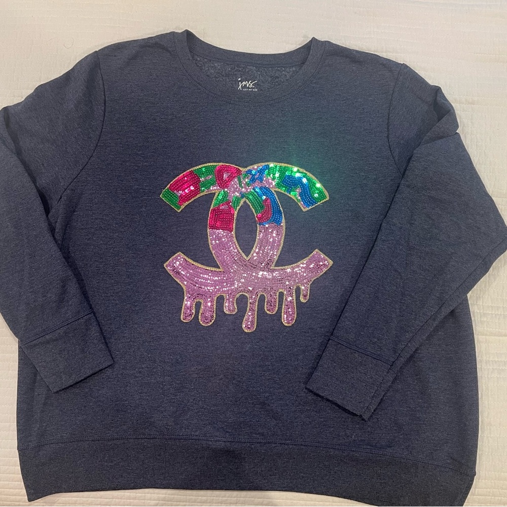 Dark Sweatshirt with Sequin Logo